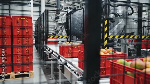 Mango Fruit Sorting Line at Modern Automated Fruit Processing Facility