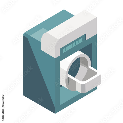 Isometric illustration of medical scanner for healthcare and diagnostic procedures