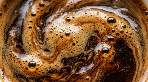 Coffee with foam close up. Coffee background. Top view