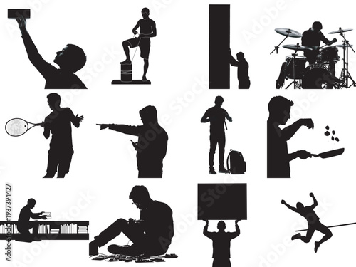 flat design icons of diverse hobbies and activities vector set