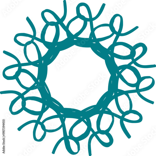 round frame made of blue flowers
