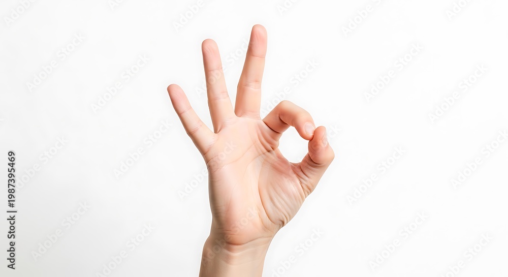 Naklejka premium Hand gesture forming a circle with thumb and index finger isolated on white background