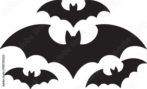 Halloween Bat Silhouette Collection,Flying Bats Vector Set