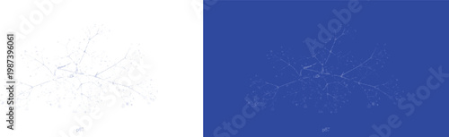 Foto Fine seedling sprigs cyanotype botanical blue sunprint vector for organic vintag