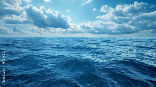 Blue sky over calm sea. Blue sea and sunny sky on horizon over calm water