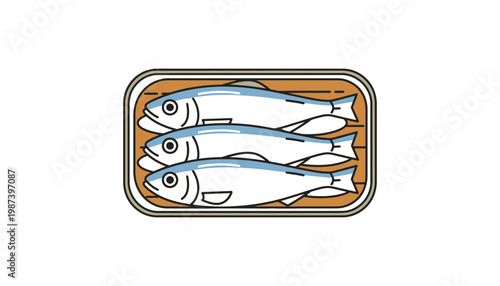 Sardine vector illustration of three fish in a can