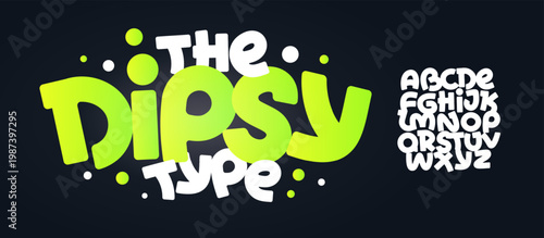 Fun Playful Font Cartoon Logo Alphabet Cool Bold Rounded Letter Set Modern Typography, Creative Typographic Design for Comics Title Text, Typo Poster Headline. Music Fest Fonts. Vector Typeface