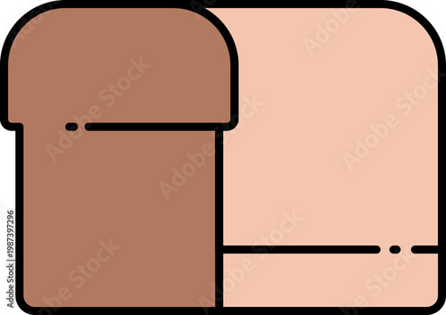 A simple, abstract illustration of a loaf of bread, depicted in a minimalist, modern graphic style with clean lines and a limited color palette