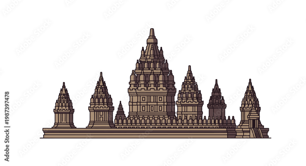 Obraz premium The golden architecture of the Hungarian Parliament Building rises toward the sky like an ancient Thai temple or a historic stone landmark from the culture of Ayutthaya