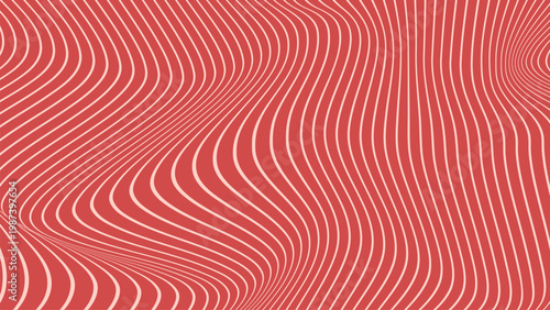 Abstract red wavy line background with flowing stripes and smooth dynamic motion texture