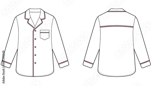 Shirt vector illustration of a long sleeve button down with pocket