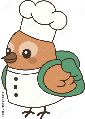 Cute Chef Bird Illustration vector shape