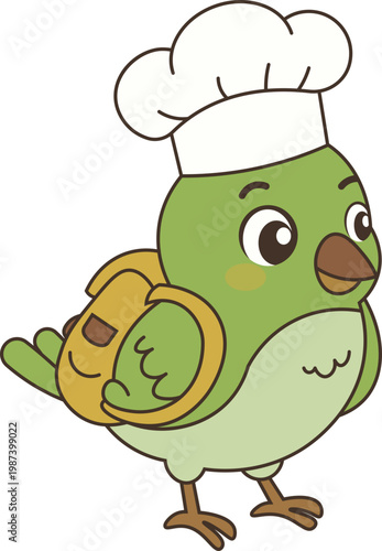Cute Chef Bird Illustration vector shape