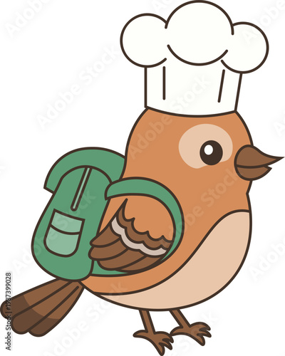 Cute Chef Bird Illustration vector shape