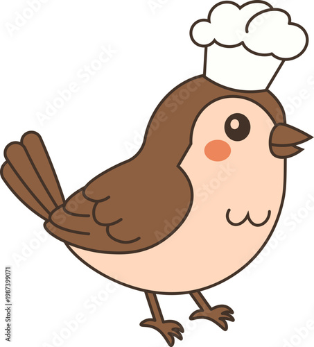 Cute Chef Bird Illustration vector shape