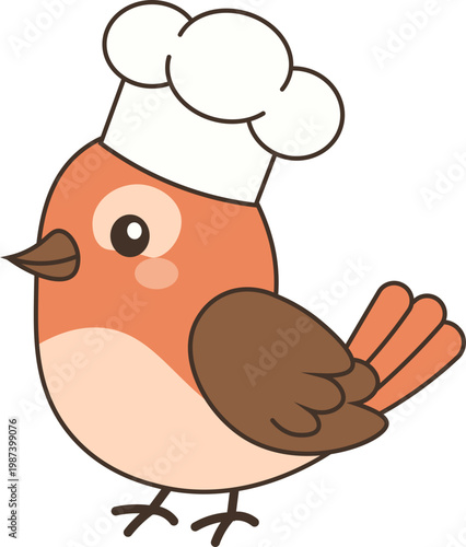 Cute Chef Bird Illustration vector shape