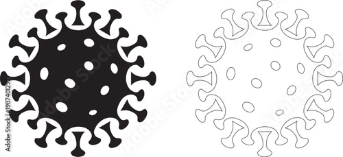 bacterias vector icon fill and outline on white background