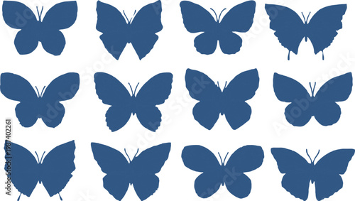A collection of colorful butterflies on a white background