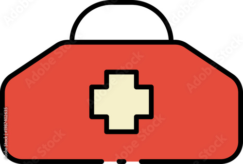 Emergency medical kit, first aid supplies, and health care equipment illustration