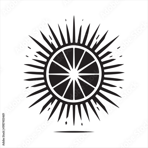 Citrus Orange Slice Burst Abstract Shape vector silhouette line art logo design concept illustration idea