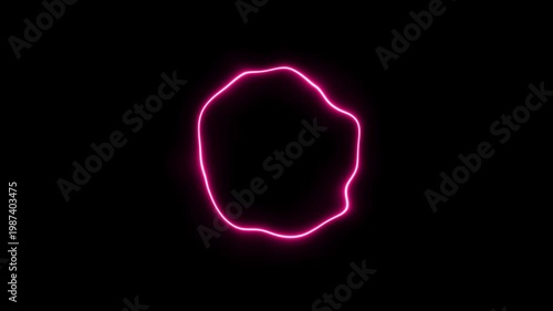 Neon pink glowing liquid circle abstract background, pulsing organic wave shape, minimalist cyberpunk motion