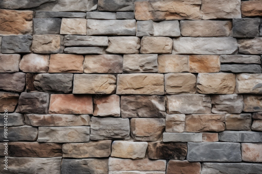 Obraz premium Rough stone wall displaying a natural surface and masonry construction