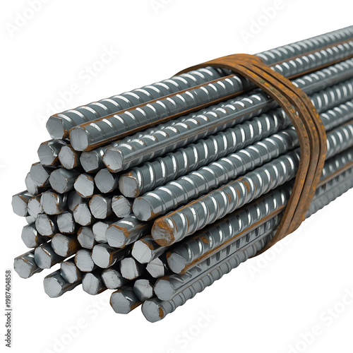 Bundle of Steel Rebar Rods Tied with Leather Strap