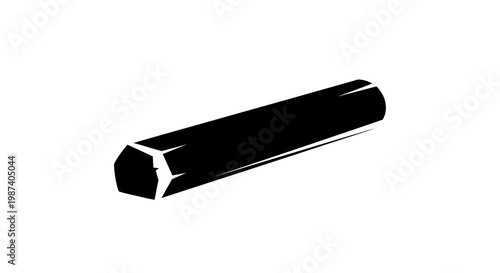 Black cylindrical object with broken corner on white background isolated industrial part