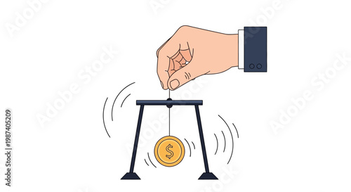Hand controlling money on a seesaw.