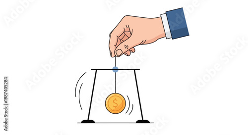 a hand holding a pendulum swinging.