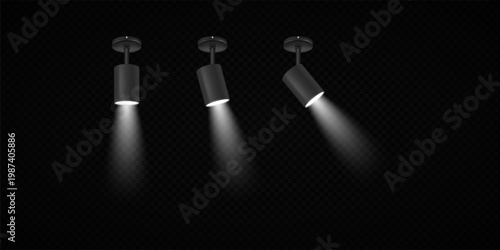 Stage Spotlight Beam Light Effect with Glowing Rays and Concert Theatre Illumination on Transparent Background