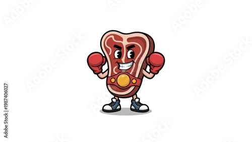 Animated cartoon character holding boxing gloves with a determined expression Vector