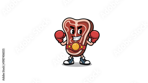 Animated cartoon character holding boxing gloves in a fighting stance Vector