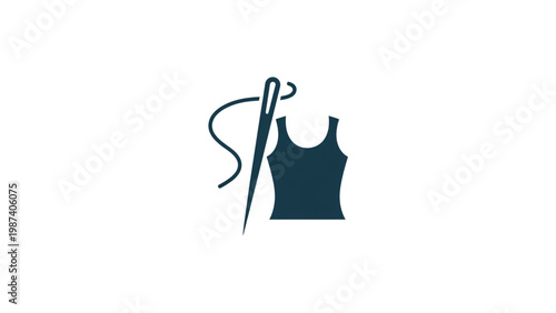 A sewing needle threading through a stylized tank top design Vector