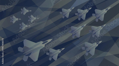 Military Jets in Formation Flying.