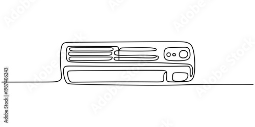 Continuous line drawing of a wall mounted air conditioning unit for home climate control