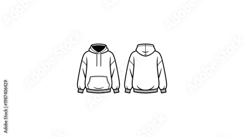 Two matching black and gray hooded sweatshirts side by side Vector