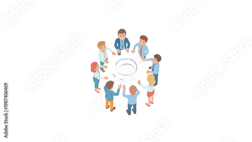 Fotografía Diverse group of people connected through central network lines Vector