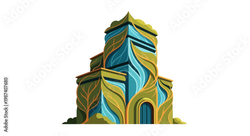 Cityscape within a leaf shape urban development and environmental concept