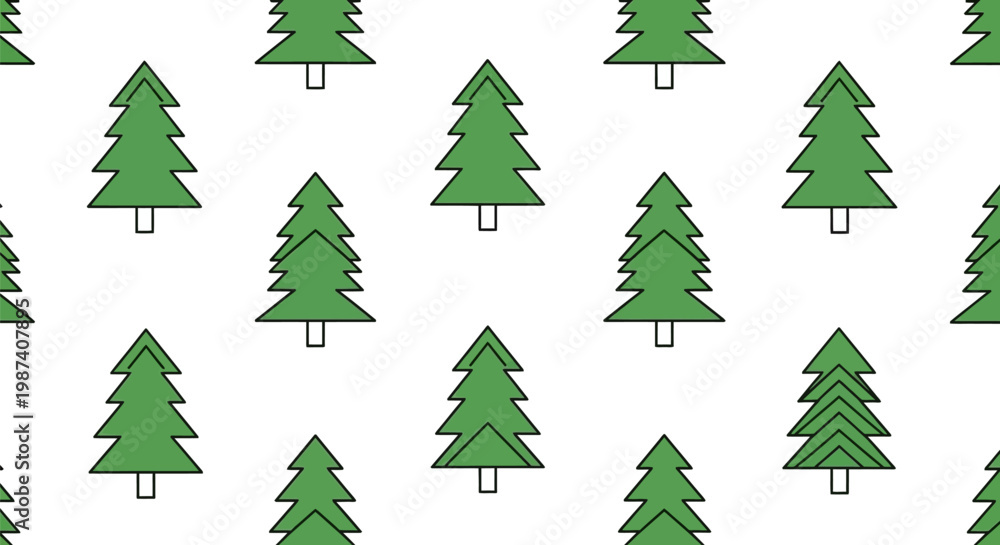 Obraz premium A pattern of green Christmas trees.