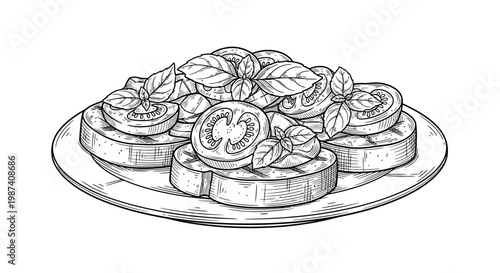 A plate of sliced zucchini with herbs.