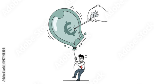 Businessman holding a money balloon.