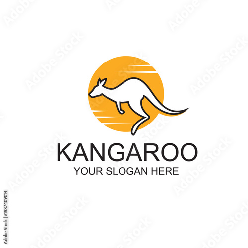 icon with jumping kangaroo isolated on white background