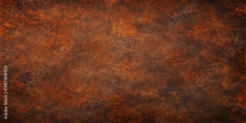 Aged rusty metal surface featuring a weathered iron texture with brown grunge patterns and metallic corrosion on an old vintage steel backdrop