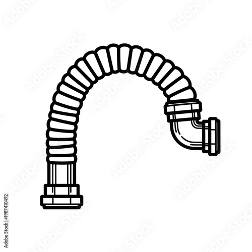 Foto Black and white illustration of a flexible plumbing hose with fittings