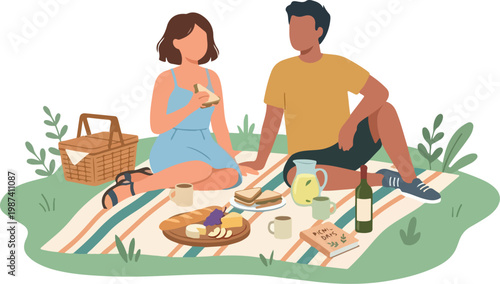Couple Enjoying A Romantic Picnic In The Park