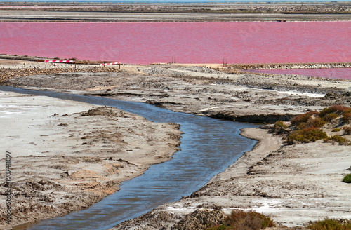 Saltworks of Aigues Mortes in the Camargue, France.
