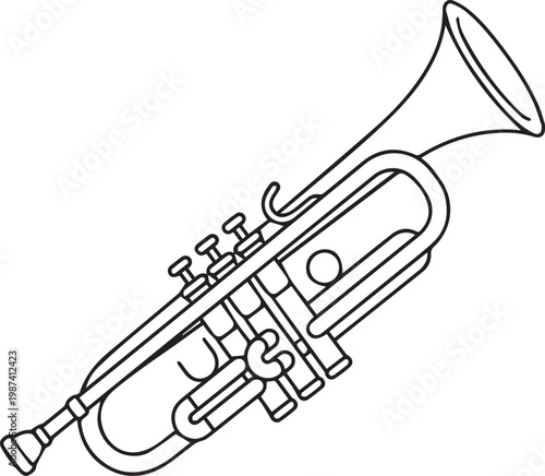 trumpet music instrument performer hand drawn vector illustration lineart