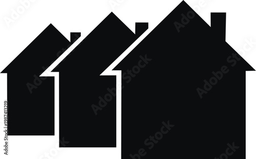 Real Estate Houses Silhouette Icon