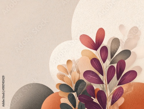 Modern Floral Background with Subtle Grain Texture in Warm Earthy Tones for Contemporary Design Projects